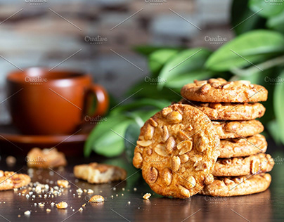 Oatmeal Cookies With Nuts On Table