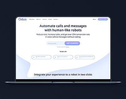 Landing page for the AI startup