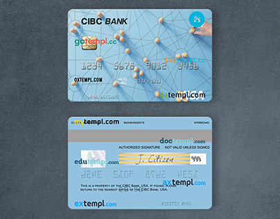 USA CIBC Bank visa card template