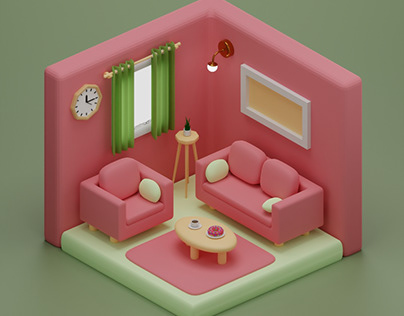 |3D Isometric Living Room| (From 3DGreenhorn Tutorials)
