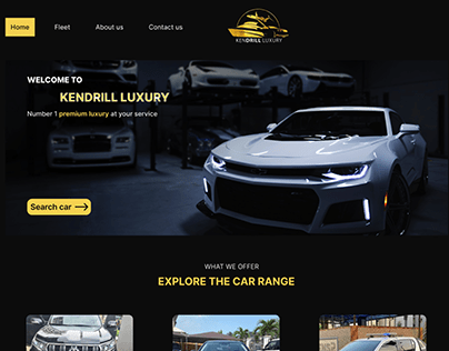 Landing page for car rentals company