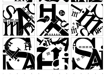 Deneysel Tipografi Dokuz Kare Harf Düzenleme