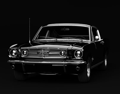 1966 Black Mustang Wallpaper 4K Render