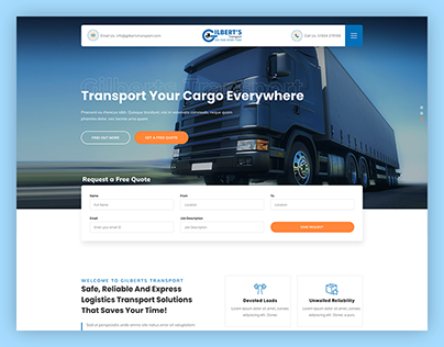 Transport Website | Landing Page Design