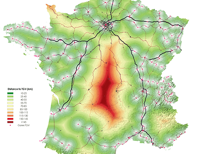 Distance to TGV stations in France