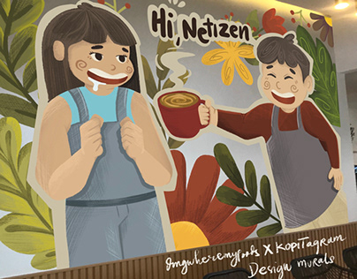 Illustration Mural Design | 'Hi Netizen' Kopitagram