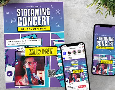 Live Music Streaming Concert Flyer Instagram Template