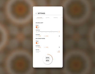 Settings screen for Smart Home App UI design