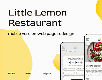 Little Lemon Restaurant: mobile version of the web page