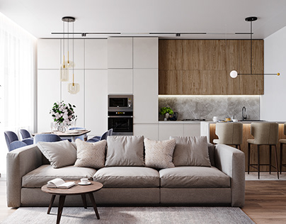 Kitchen living room in a modern style