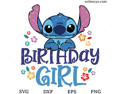 Stitch Birthday Girl SVG DXF EPS PNG Cut Files