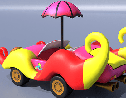 Pussy Cat Wacky Race Car 3D Model render