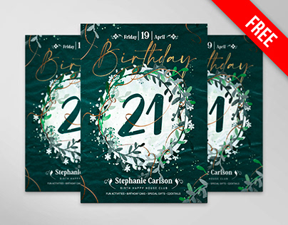 Free 21st Birthday Event Flyer PSD Template