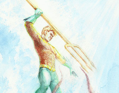 Aquaman - Aquarela sobre papel
