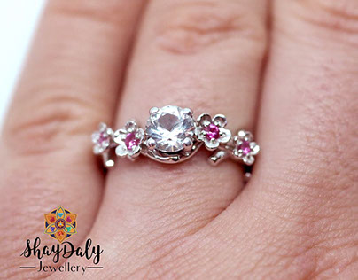 Sapphire Cherry Blossom Ring