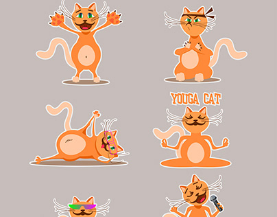 Youga Cat Stickers