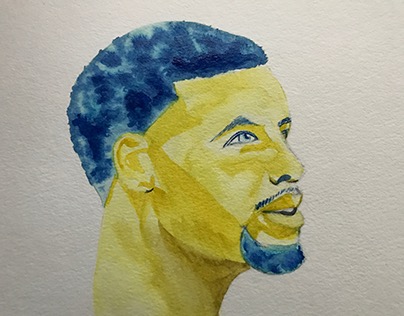 Watercolor Portrait of Stephen Curry from the Warriors