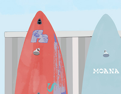 Surfboard illustration art print