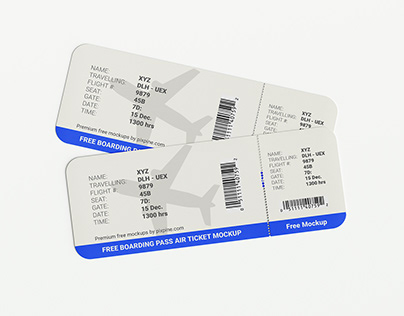 Free Boarding Pass Air Ticket Mockup