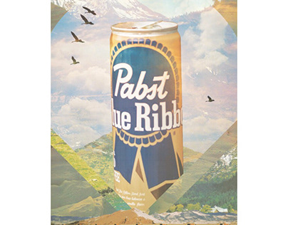 Pabst blue ribbon, collage, digital