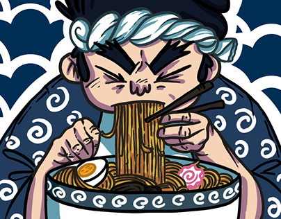 Japanse Guy With Shimenawa Eat Ramen