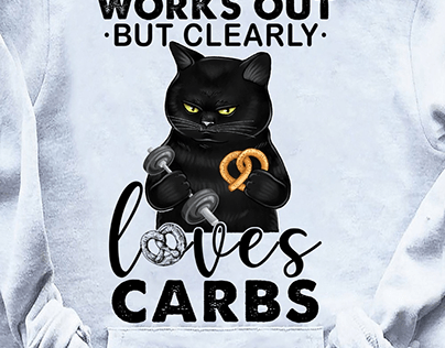 Cat Work Out But Clearly Loves Carbs Hoodie