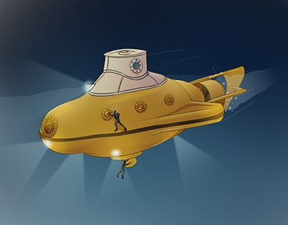 Concept illustrations for "Flying Fish" submarine