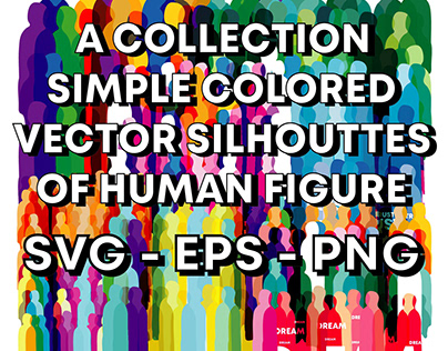 Set of colored vector silhoutte of simple humanfigure