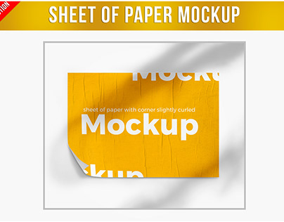 Sheet of Paper with Corner Slightly Curled Mockup