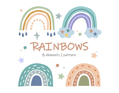 Cute rainbows clipart bundle