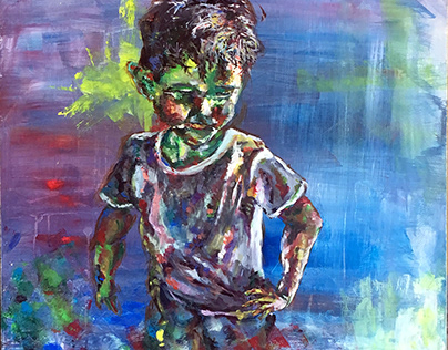 小王子＿Little Prince壓克力.仿麻 Acrylic colors on canvas