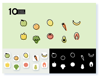Food line icons for a healthy eating/nutrition app