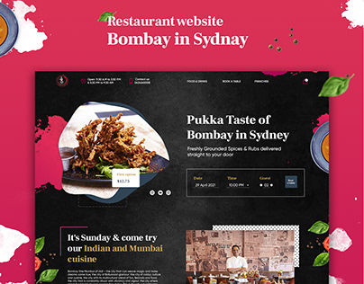 Restaurant food website landing page India
