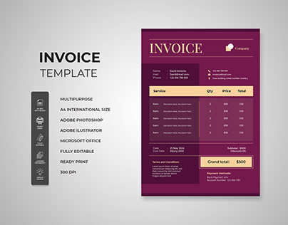 Invoice – Industrial Purple Color
