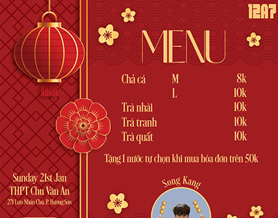 The menu of a small booth at a high school Tet event