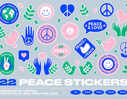 22 Peace Stickers & Badges