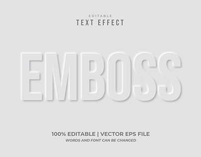 3D embossed text effect white, editable text effect