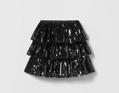 Zara Girl | Sequins Black Skirt