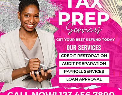 Tax Prep Service Flyer Editable Canva Template.