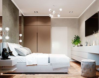 Bedroom in light colors.