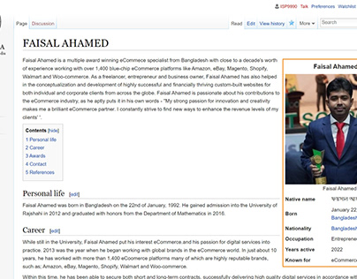 Wikialpha wiki for Faisal Ahamed.