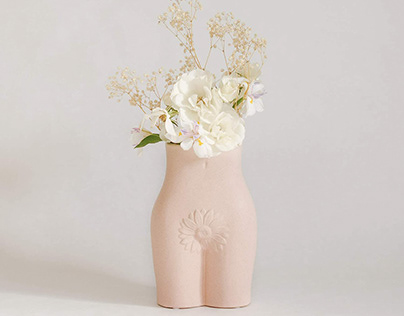 Ceramic Bottom Hip Body Art Lady Flower Vase