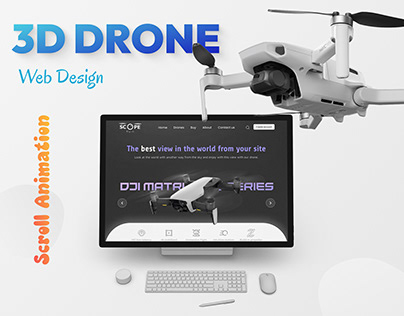 Scroll Animation with 3D model Drone web design.