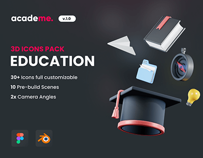 Academe. - 3D Educational Icons