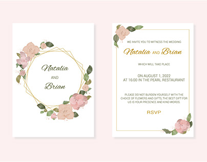 Wedding invitations, made in watercolor style
