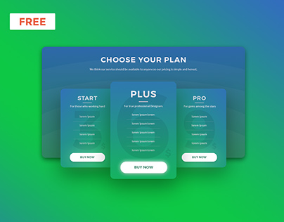 Price Plans Design - FREE PSD