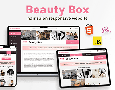 Beauty Box Hair Salon Responsive Website Landing Page