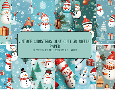 Vintage Christmas Olaf Cute Pattern