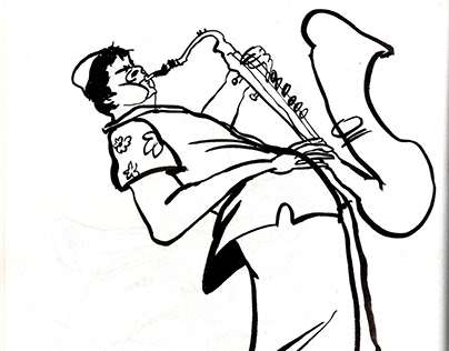 Musicians. Quick ink sketches