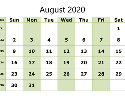 August 2020 Calendar With Holidays